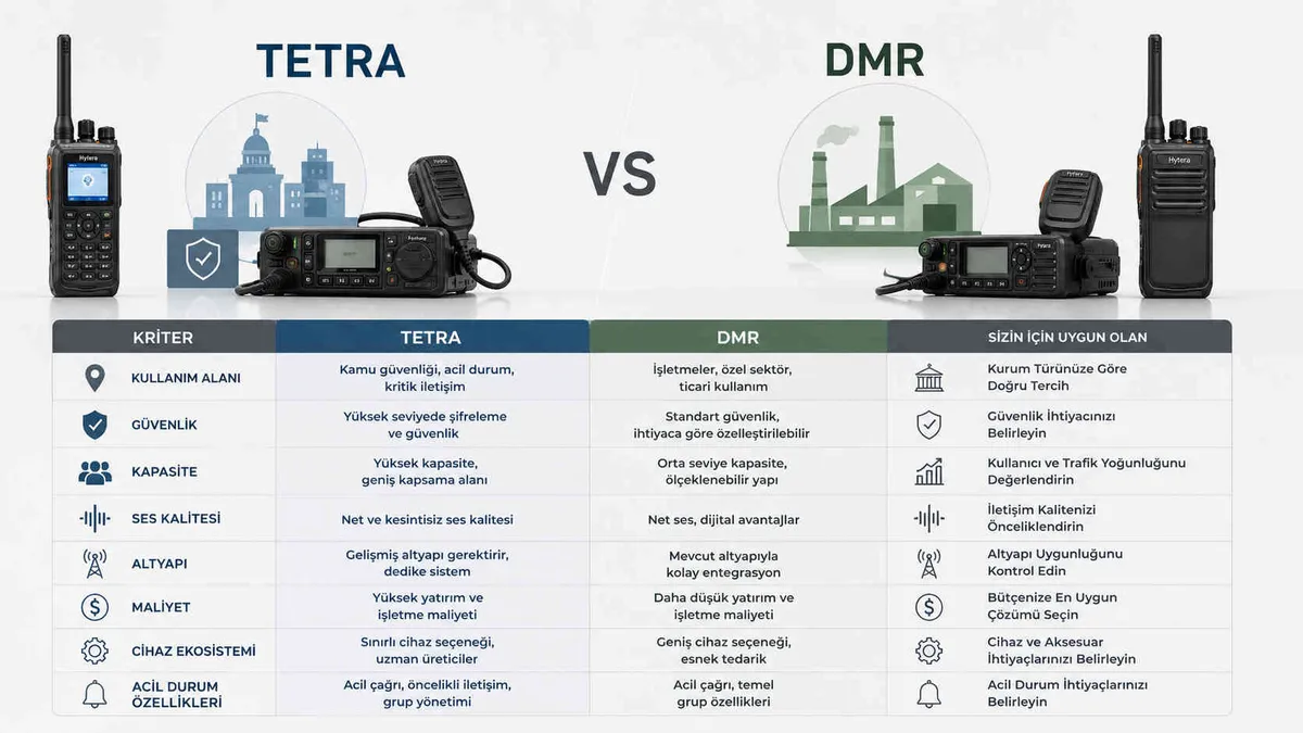 TETRA ve DMR Karşılaştırması: Kurum Türüne Göre Doğru Tercih