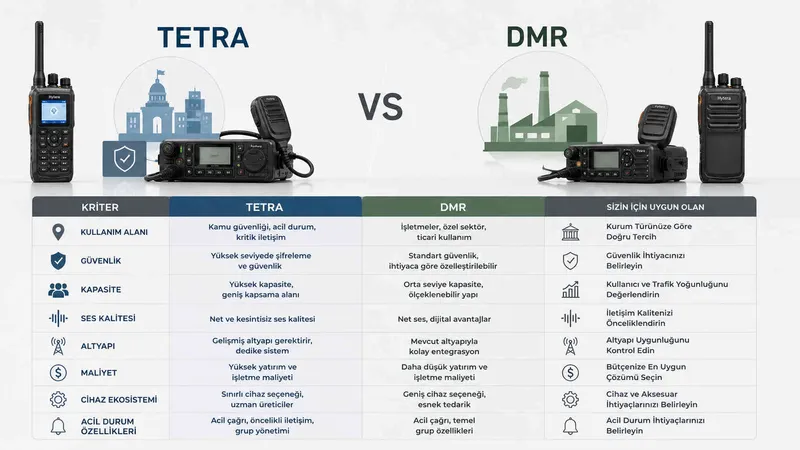 TETRA ve DMR Karşılaştırması: Kurum Türüne Göre Doğru Tercih